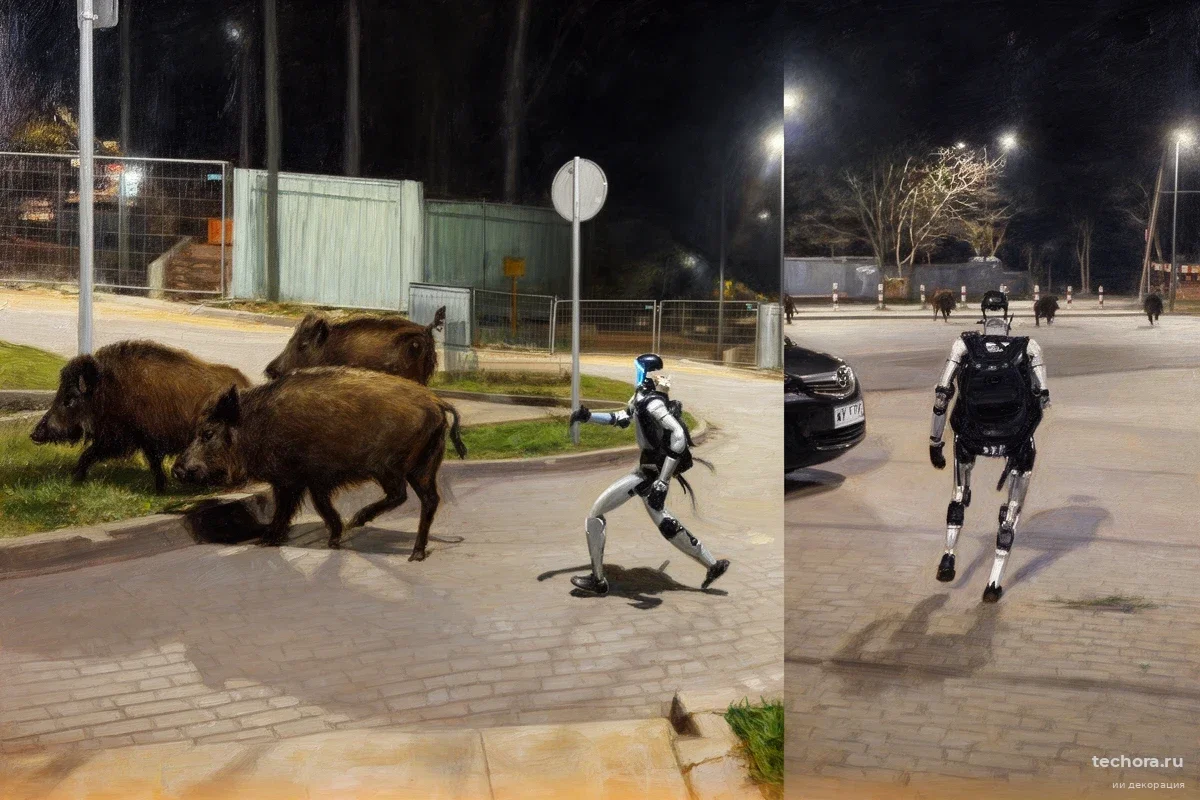 В Варшаве гуманоидный робот устроил погоню за дикими кабанами: видео набрало миллионы просмотров